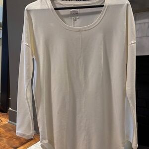 Danskin Lifewear Ivory Long Sleeve Tunic Top Size Small Soft Stretch Casual